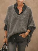 Women's American Retro Casual Loose V-Neck Sweater Vest ZMZ0530H3ZYY
