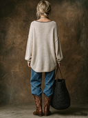 Women's American Retro Casual Style Loose-Fit Crew-Neck Sweater ZMZ0637H6ZYY