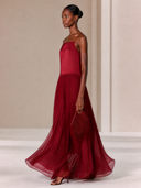 Women's Solid-Color Satin-Blend Spaghetti-Strap Ruched Maxi Dress ZMZ0689H5XT