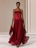 Women's Solid-Color Satin-Blend Spaghetti-Strap Ruched Maxi Dress ZMZ0689H5XT