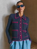 Women's Color-Block Lapel Knit Cardigan ZMZ0679H7XT