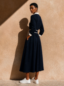 Women's Color Block Lapel Long Sleeve True Knowledge Maxi Dress ZMZ0605H6XT
