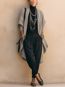 Women's Classic Light Gray Open-Front Long-Sleeve Knit Cardigan ZMZ0733H0SWL