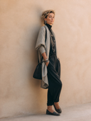Women's Classic Light Gray Open-Front Long-Sleeve Knit Cardigan ZMZ0733H0SWL