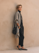 Women's Classic Light Gray Open-Front Long-Sleeve Knit Cardigan ZMZ0733H0SWL