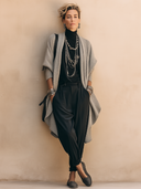 Women's Classic Light Gray Open-Front Long-Sleeve Knit Cardigan ZMZ0733H0SWL