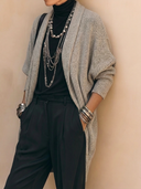 Women's Classic Light Gray Open-Front Long-Sleeve Knit Cardigan ZMZ0733H0SWL