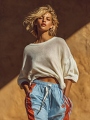Women's Off-Shoulder Loose-Fit Cropped Knit Sweater ZMZ0622H4XT