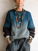 Women's Fashionable Color Block Gradient Long-Sleeved Pullover Sweater ZMZ0796H2SWL