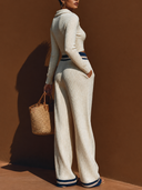 Women's Casual Knit Polo And Wide-Leg Pants Two-Piece Set ZMZ0655H6XT