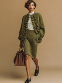 Women's Blended Ruffled Chunky Knit Cardigan And Skirt Two-piece Set ZMZ0676H4XT