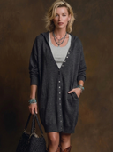 Women's Vintage Casual Hooded Cardigan-Style Loose Mini Dress (Wearable Two Ways) ZMZ0654H5ZYY