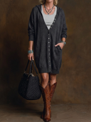 Women's Vintage Casual Hooded Cardigan-Style Loose Mini Dress (Wearable Two Ways) ZMZ0654H5ZYY