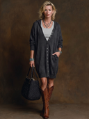 Women's Vintage Casual Hooded Cardigan-Style Loose Mini Dress (Wearable Two Ways) ZMZ0654H5ZYY