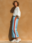 Women's Casual Top And Color-Block Wide-Leg Pants Two-Piece Set ZMZ0669H3XT