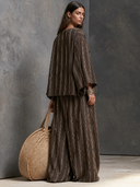 Women's Striped Oversized Top And Wide Leg Pants Two-Piece Set ZMZ0433H2XT