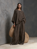 Women's Striped Oversized Top And Wide Leg Pants Two-Piece Set ZMZ0433H2XT