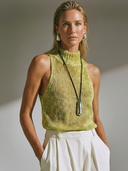 Women's Stylish Casual Two-Piece Set: Sleeveless Mock-Neck Knit Tank Top And Matching Cardigan ZMZ0684H8ZYY