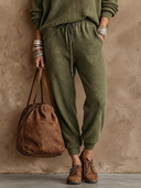 Women's Retro-American Casual Knit Stand-Collar Zip-Up Sweater And Jogger Pants Set ZMZ3064G1ZYY