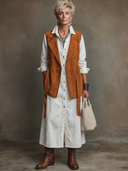 Women's Western-Style Faux Suede Lapel Vest (Belt Included) ZMZ0699H6ZYY