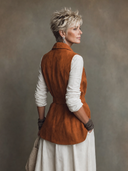 Women's Western-Style Faux Suede Lapel Vest (Belt Included) ZMZ0699H6ZYY