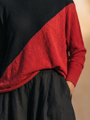 Women Art Color‑Block 2 Piece Outfit, Asymmetrical Loose Top & Oversized Harem Pants Set, Casual Lagenlook Matching Suit ZMZ0648H9YZH