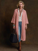 Women's American Retro Casual Lapel And Single-Breasted Closure Calf-Length Knit Cardigan ZMZ0568H6ZYY