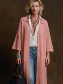 Women's American Retro Casual Lapel And Single-Breasted Closure Calf-Length Knit Cardigan ZMZ0568H6ZYY