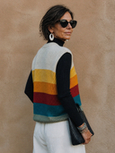 Women's Retro-American Style Casual Multi-Color Color-Blocking V-Neck Vest ZMZ0637H3ZYY