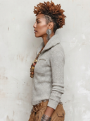 Women's Classic Light Grey Zip-Up Knit Cardigan ZMZ0783H8SWL