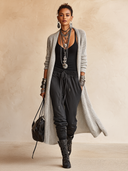 Women's Classic Light Gray Open-Front Long Knit Cardigan ZMZ0750H6SWL