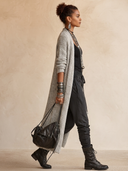 Women's Classic Light Gray Open-Front Long Knit Cardigan ZMZ0750H6SWL