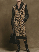 Women's American Retro Casual Leopard Print V-Neck Knit Midi Vest Dress ZMZ0728H6ZYY