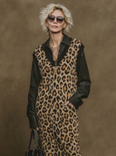 Women's American Retro Casual Leopard Print V-Neck Knit Midi Vest Dress ZMZ0728H6ZYY