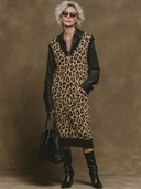 Women's American Retro Casual Leopard Print V-Neck Knit Midi Vest Dress ZMZ0728H6ZYY