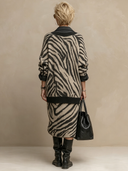 Women's Retro-American Casual Zebra-Print V-Neck Sweater And Elastic-Waist Knit Skirt Set ZMZ0725H5ZYY