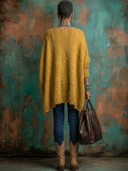 Women's Retro-American Style Casual V-Neck Long-Sleeve Loose Sweater ZMZ0727H7ZYY