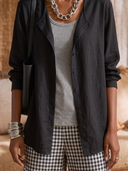 Women 3‑Piece Outfit Set, Textured Tank Top + Linen‑Like Button Shirt + Gingham Wide Leg Palazzo Pants, Casual Lagenlook Matching Suit ZMZ0729H0YZH