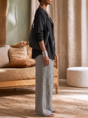 Women 3‑Piece Outfit Set, Textured Tank Top + Linen‑Like Button Shirt + Gingham Wide Leg Palazzo Pants, Casual Lagenlook Matching Suit ZMZ0729H0YZH
