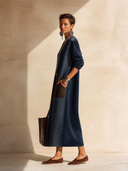 Women's Classic Color-Block Faux Suede Long-Sleeve Midi Dress ZMZ1057H1SWL
