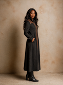 Women's Retro Casual Western Style Cotton Patchwork PU Zipper Maxi Dress ZMZ1039H7ZJY