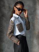 Women's Retro Casual Leopard Print Patchwork Striped Lapel Long Sleeve Shirt ZMZ1047H8ZJY