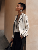 Women's Classic And Stylish Grey-white Faux Suede Color-blocked Zip-up Jacket ZMZ1063H8SWL