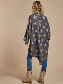 Women's Retro Casual Star Print Lapel Long Sleeve Shirt ZMZ1064H0ZJY