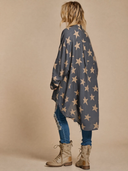 Women's Retro Casual Star Print Lapel Long Sleeve Shirt ZMZ1064H0ZJY