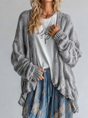 Women's Retro Casual Cotton Yarn Knitted Ruffled Long-Sleeved Cardigan ZMZ1070H0ZJY
