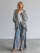 Women's Retro Casual Cotton Yarn Knitted Ruffled Long-Sleeved Cardigan ZMZ1070H0ZJY