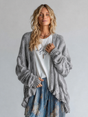 Women's Retro Casual Cotton Yarn Knitted Ruffled Long-Sleeved Cardigan ZMZ1070H0ZJY