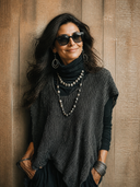 Women's Retro Casual Cotton Yarn Knitted Round Neck Sleeveless Pullover Vest ZMZ1162H0ZJY