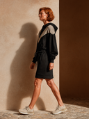 Women's Color-Block Drawstring-Waist Hooded Sweatshirt Mini Dress ZMZ0728H3XT